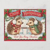 Carte Postale Hérisson d'hiver Noël (Devant)