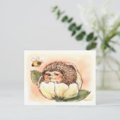 Carte Postale Hérisson Fleur de Hérisson Bébé Aquarelle (Debout devant)