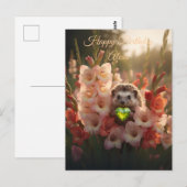 Carte Postale Hérisson mignon d'août avec cœur de péridot (Devant / Derrière)