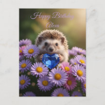 Hérisson mignon de septembre avec cœur de saphir