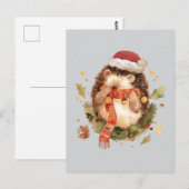 Carte Postale Hérisson Noël (Devant / Derrière)