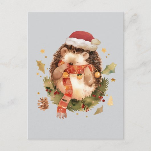 Carte Postale Hérisson Noël (Devant)