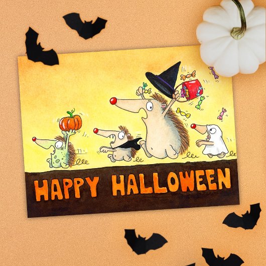 Carte Postale Hérissons d'Halloween 