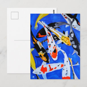 Carte Postale Héritage de la peinture japonaise de carpes koï pa