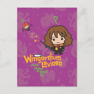 Carte Postale Hermione de dessin et Ron Wingardium Leviosa Spell