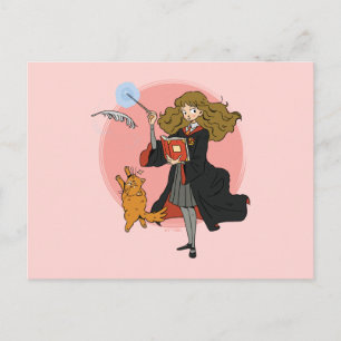 Carte Postale Hermione et Crookshanks Wingardium Leviosa