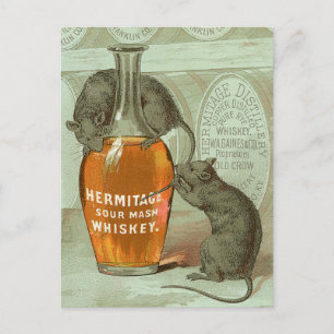 Carte Postale Hermitage Sour Mash Whiskey publicité avec deux ra