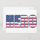 Carte Postale Hero américain Drapeau Étoiles rayures Rouge Blanc (Devant / Derrière)
