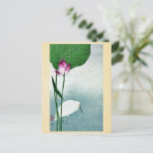 Carte Postale Héron blanc et lotus de Baison, Ukiyoe (Debout devant)