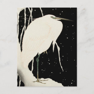 Carte Postale Héron dans la neige - Art vintage 1- Ohara Koson