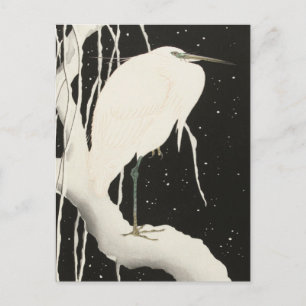 Carte Postale Heron dans la peinture sur neige par Ohara Koson