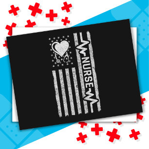 Carte Postale Héros américain Drapeau Héros Coeur Infirmière App