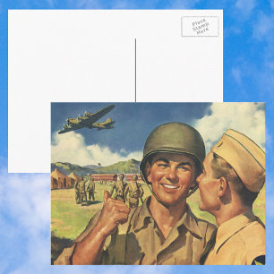 Carte Postale Héros patriotiques vintage, hommes d'avion militai