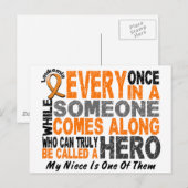 Carte Postale HÉROS VIENT LE LONG 1 T-shirts LEUKEMIA nièce (Devant / Derrière)