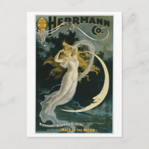Carte Postale Herrmann ~ Maid of the Moon Vintage Magician Act