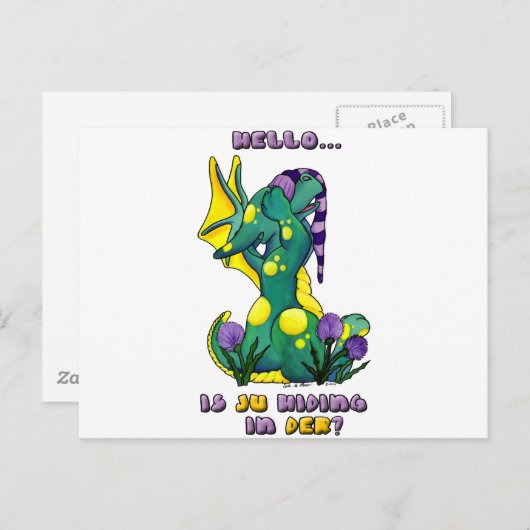Carte Postale Herro est ju in der ? petit dragon mignon (Devant / Derrière)
