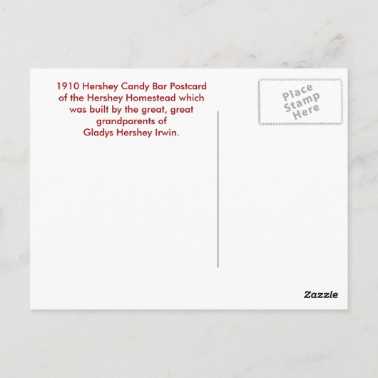 Carte postale Hershey Candy Bar (Dos)