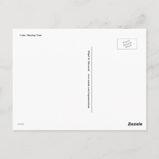 Carte Postale Hershey Train, Cuba (Dos)