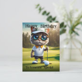 Carte Postale Heure de golf : joueur de golf chat drôle, anniver (Debout devant)