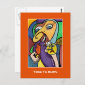 Carte Postale Heure de la brûlure sur orange - Temps des pièces (Devant / Derrière)