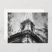 Carte Postale Heure de nuit Tour Eiffel, Noir et Blanc (Devant / Derrière)