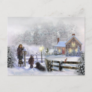 Carte Postale Heure D'Hiver Dans Le Pays