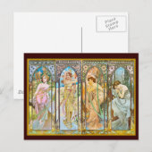 Carte Postale Heure du jour, Alphonse Mucha (Devant / Derrière)
