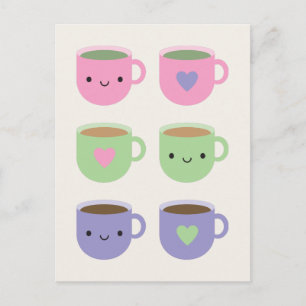 Carte Postale Heure du thé - Kawaii Cup de thé