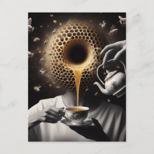 Carte Postale Heure du thé surréaliste avec les abeilles