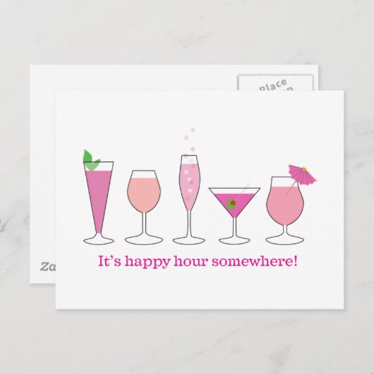 Carte Postale heure heureuse (Devant / Derrière)