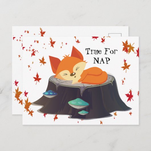 Carte Postale Heure pour Nap Fox (Devant / Derrière)