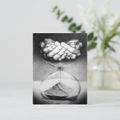 Carte Postale Heure sablier mains Crayon dessin Surreal art (Debout devant)