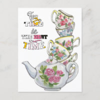 Heure vintage du thé aquarelle