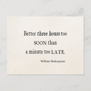 Carte Postale Heures Trop Tôt Minute Trop Tard Devis Shakespeare
