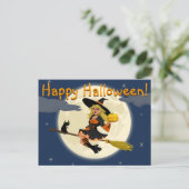 Carte postale heureuse de sorcière de Halloween (Debout devant)
