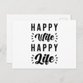 Carte Postale Heureuse Épouse Heureuse Vie (Devant / Derrière)