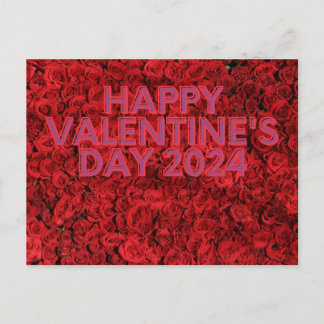 Carte postale Heureuse Sainte-Valentin 2024 rouge 