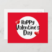 Carte Postale Heureuse Sainte-Valentin avec amour coeur rouge (Devant / Derrière)