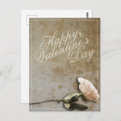 Carte Postale Heureuse Sainte-Valentin avec Rose (Devant / Derrière)