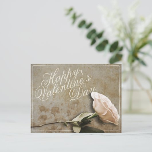 Carte Postale Heureuse Sainte-Valentin avec Rose (Debout devant)