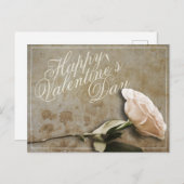 Carte Postale Heureuse Sainte-Valentin avec Rose (Devant / Derrière)