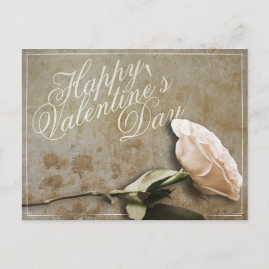 Carte Postale Heureuse Sainte-Valentin avec Rose (Devant)