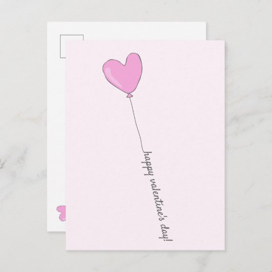 Carte Postale Heureuse Sainte-Valentin - Ballons en forme de coe (Devant / Derrière)