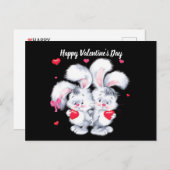 Carte postale Heureuse Sainte-Valentin Bunnies (Devant / Derrière)