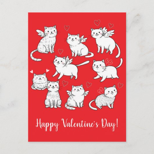 Carte postale Heureuse Sainte-Valentin Cats Angels (Devant)