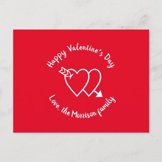 Carte Postale Heureuse Sainte-Valentin coeur rouge script person (Devant)