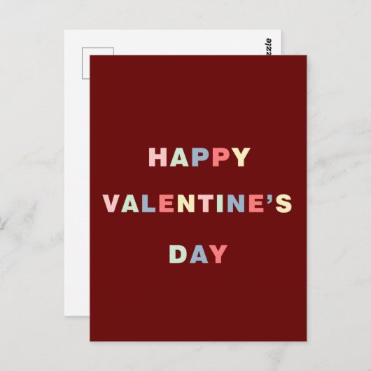 CARTE POSTALE HEUREUSE SAINTE-VALENTIN COLORÉ (Devant / Derrière)