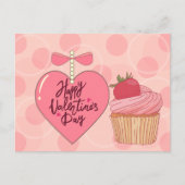 Carte Postale Heureuse Sainte-Valentin Cupcake aux fraises (Devant)