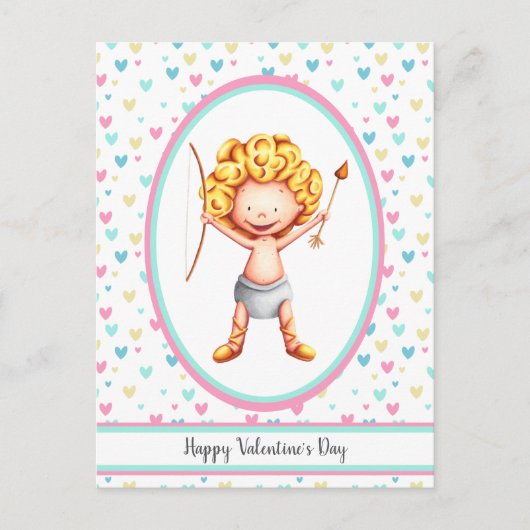 Carte Postale Heureuse Sainte-Valentin Cupid mignon (Devant)
