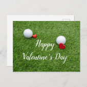 Carte Postale Heureuse Sainte-Valentin de golf avec amour et bal (Devant / Derrière)